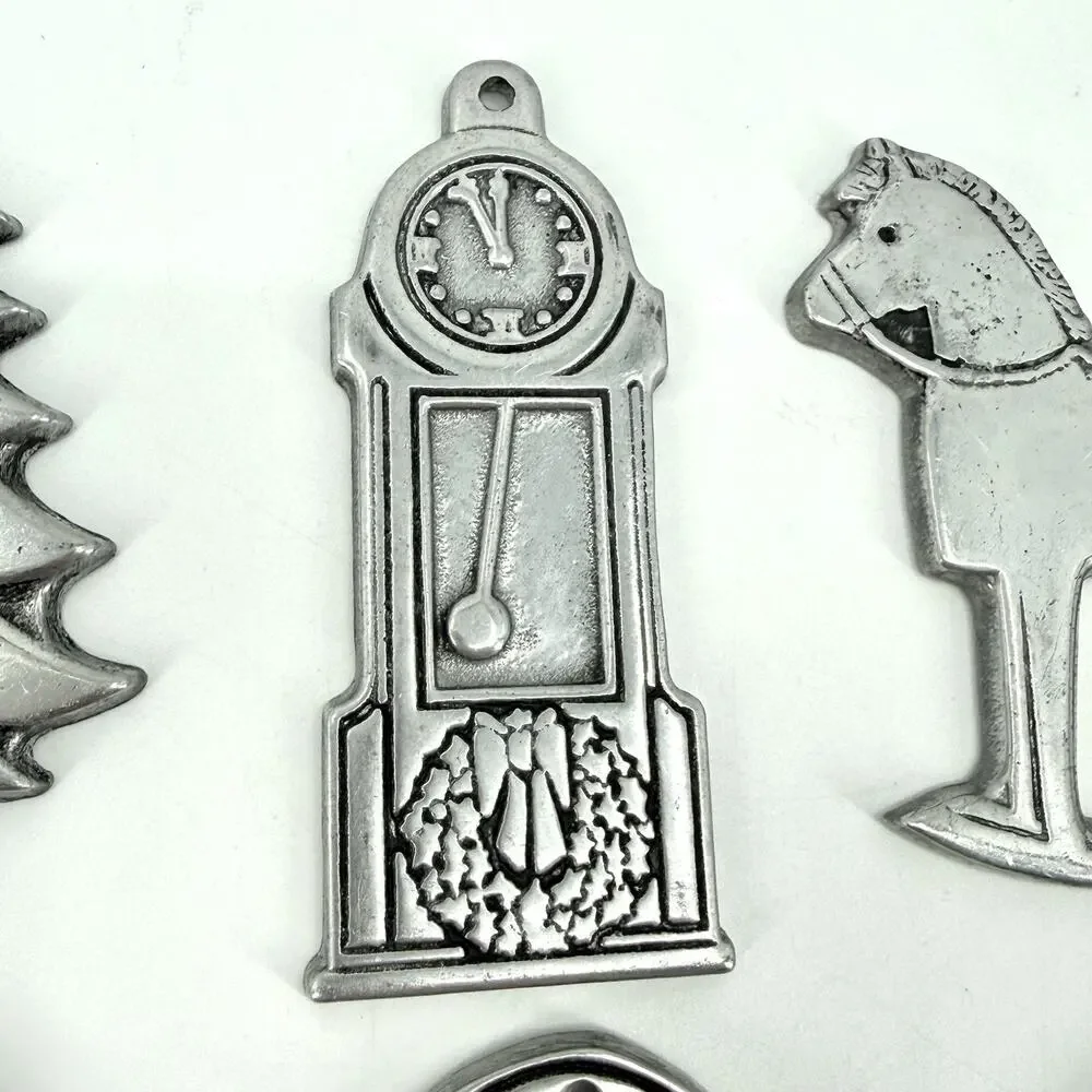 Wilton Christmas Ornaments Lot of 6 Metal Tree Horse Noel Folk Art Vintage
